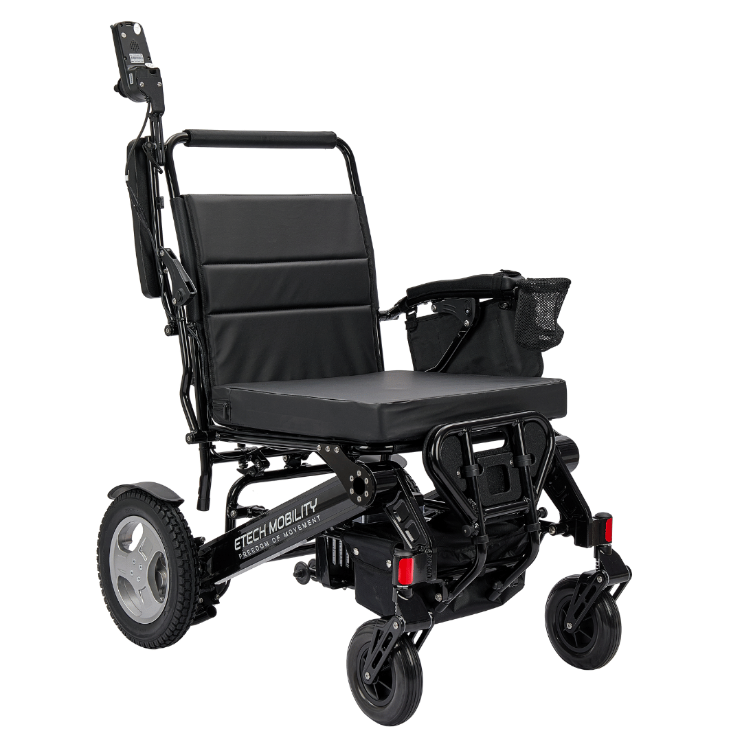 Enterprise 200 – Lightweight Folding Electric Wheelchair with Premium 350W Brushless Motors (200kg Load, 53cm Seat) - Etech Mobility UK