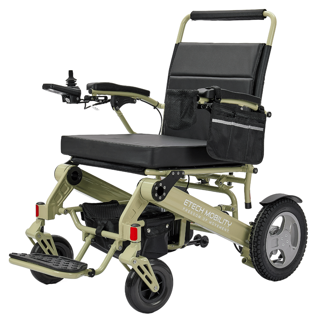 Enterprise 200 – Lightweight Folding Electric Wheelchair with Premium 350W Brushless Motors (200kg Load, 53cm Seat) - Etech Mobility UK