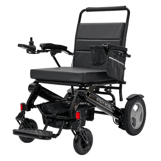 Enterprise 200 – Lightweight Folding Electric Wheelchair with Premium 350W Brushless Motors (200kg Load, 53cm Seat) - Etech Mobility UK