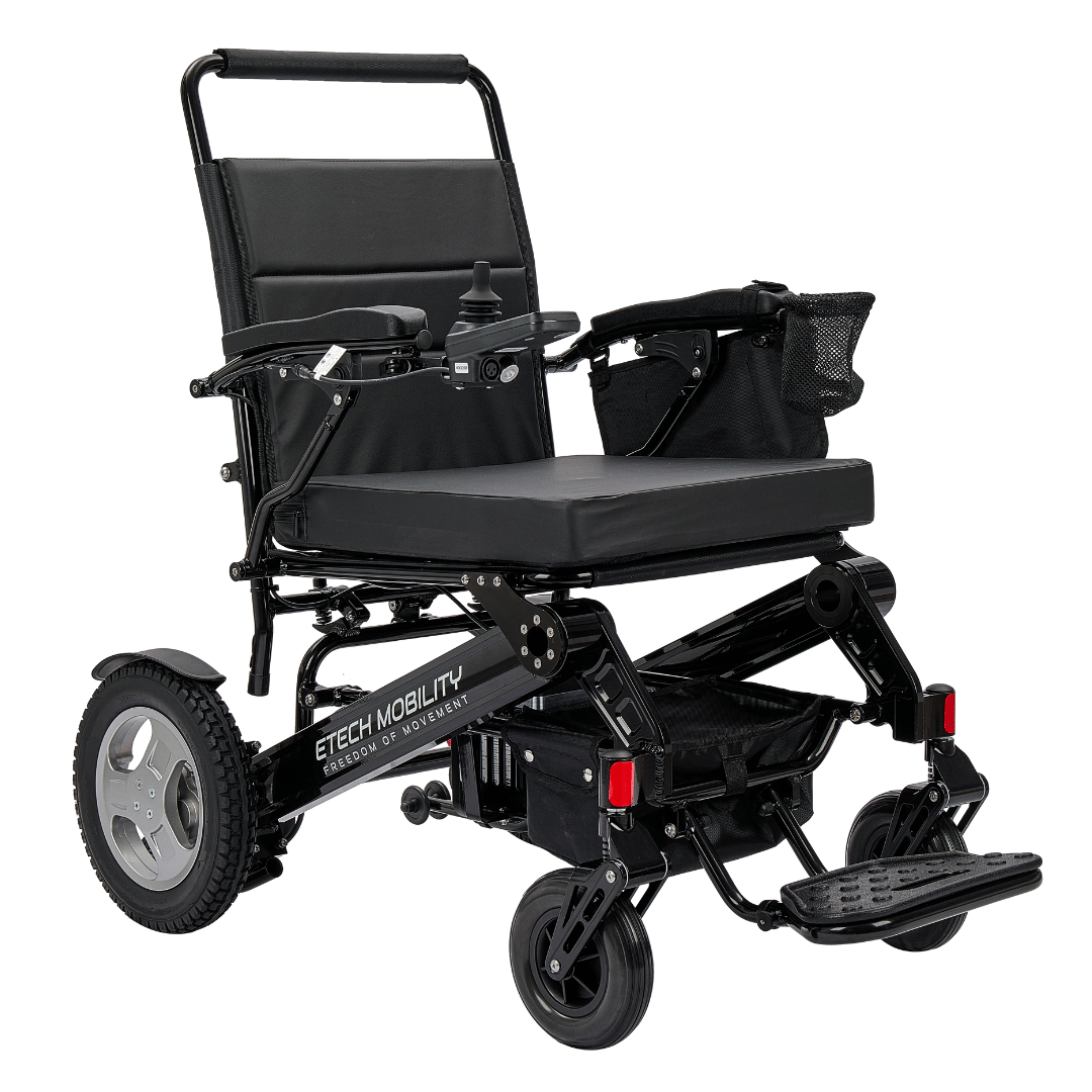 Enterprise 200 – Lightweight Folding Electric Wheelchair with Premium 350W Brushless Motors (200kg Load, 53cm Seat) - Etech Mobility UK