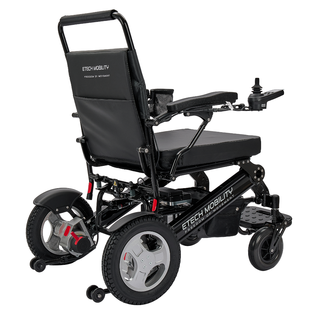 Enterprise 200 – Lightweight Folding Electric Wheelchair with Premium 350W Brushless Motors (200kg Load, 53cm Seat) - Etech Mobility UK