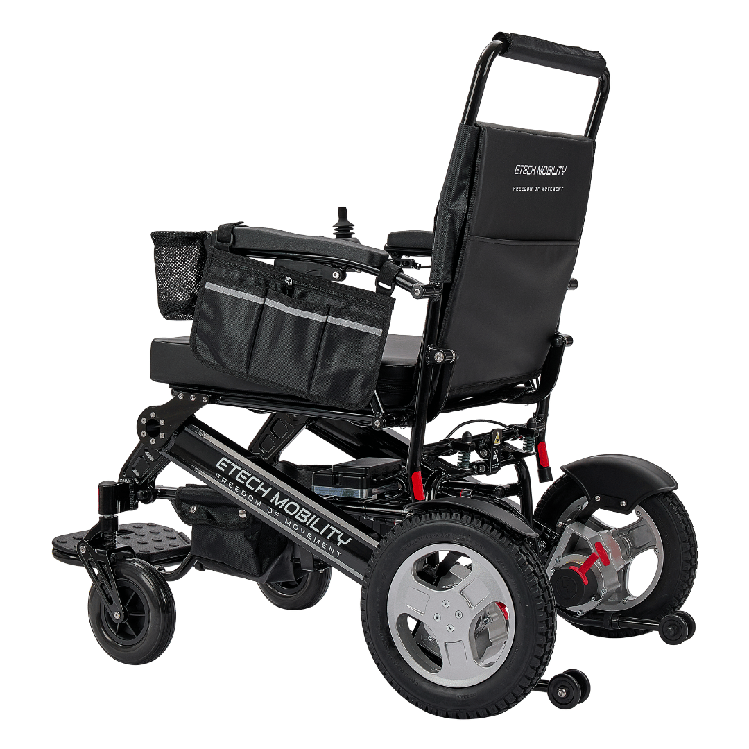 Enterprise 200 – Lightweight Folding Electric Wheelchair with Premium 350W Brushless Motors (200kg Load, 53cm Seat) - Etech Mobility UK