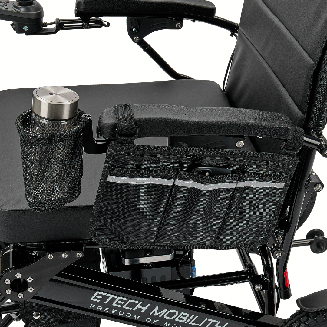 Enterprise 200 – Lightweight Folding Electric Wheelchair with Premium 350W Brushless Motors (200kg Load, 53cm Seat) - Etech Mobility UK