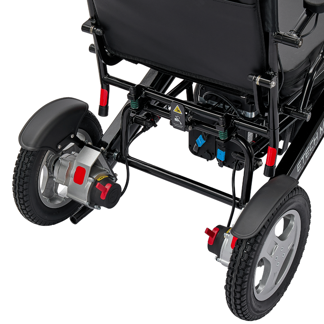 Enterprise 200 – Lightweight Folding Electric Wheelchair with Premium 350W Brushless Motors (200kg Load, 53cm Seat) - Etech Mobility UK