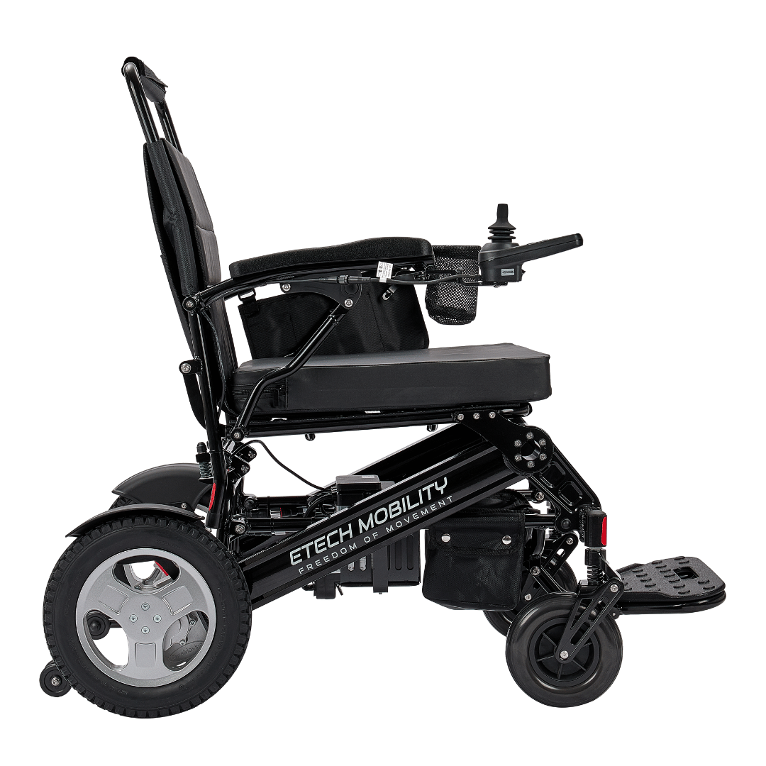 Enterprise 200 – Lightweight Folding Electric Wheelchair with Premium 350W Brushless Motors (200kg Load, 53cm Seat) - Etech Mobility UK