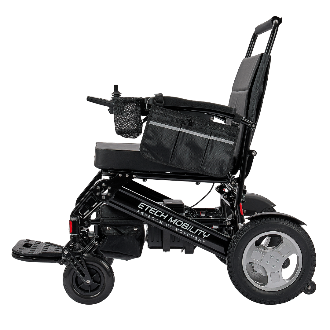 Enterprise 200 – Lightweight Folding Electric Wheelchair with Premium 350W Brushless Motors (200kg Load, 53cm Seat) - Etech Mobility UK