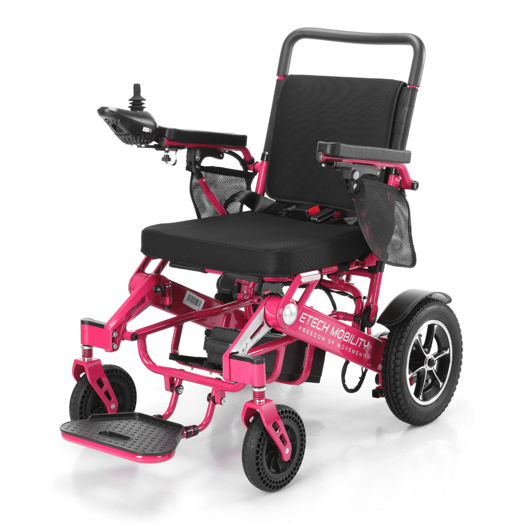 Limited Edition Pink Lightweight Electric Wheelchair | Freedom Pro ST - Etech Mobility UK