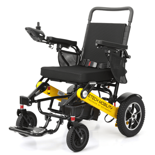 Limited Edition Yellow Lightweight Electric Wheelchair | Freedom Pro ST - Etech Mobility UK