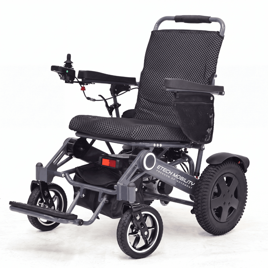 Vanguard 200 – Heavy-Duty Bariatric Folding Electric Wheelchair with 45° Recline & 300W Brushless Motors (200kg Load) - Etech Mobility UK