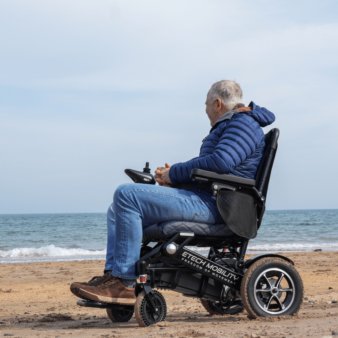 Wide Seat Reclinable Automatic Folding Powerchair Freedom Elite AFMR - Etech Mobility UK