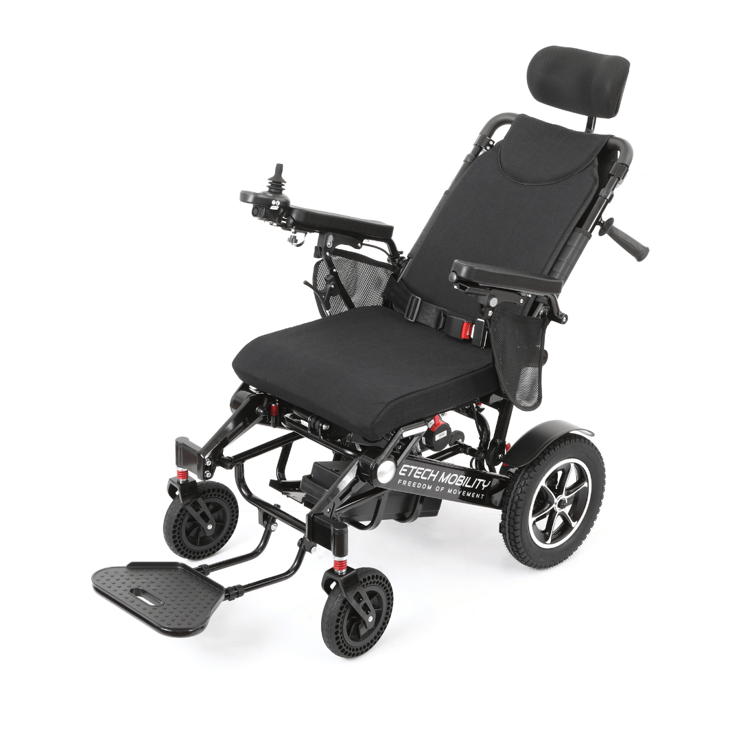 Wide Seat Reclinable Automatic Folding Powerchair Freedom Elite AFMR - Etech Mobility UK
