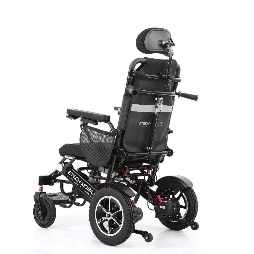 Wide Seat Reclinable Automatic Folding Powerchair Freedom Elite AFMR - Etech Mobility UK