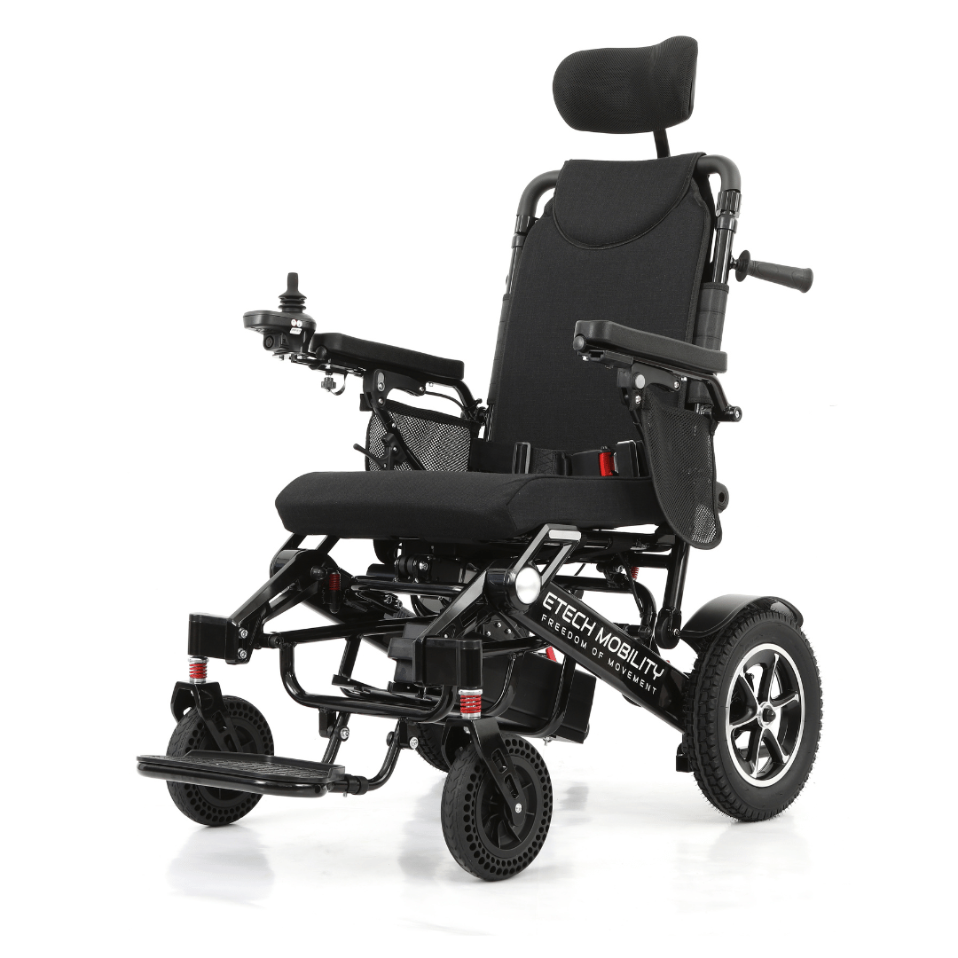 Wide Seat Reclinable Automatic Folding Powerchair Freedom Elite AFMR - Etech Mobility UK