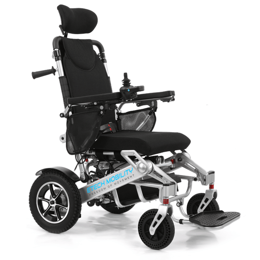 Wide Seat Reclinable Automatic Folding Powerchair Freedom Elite AFMR - Etech Mobility UK