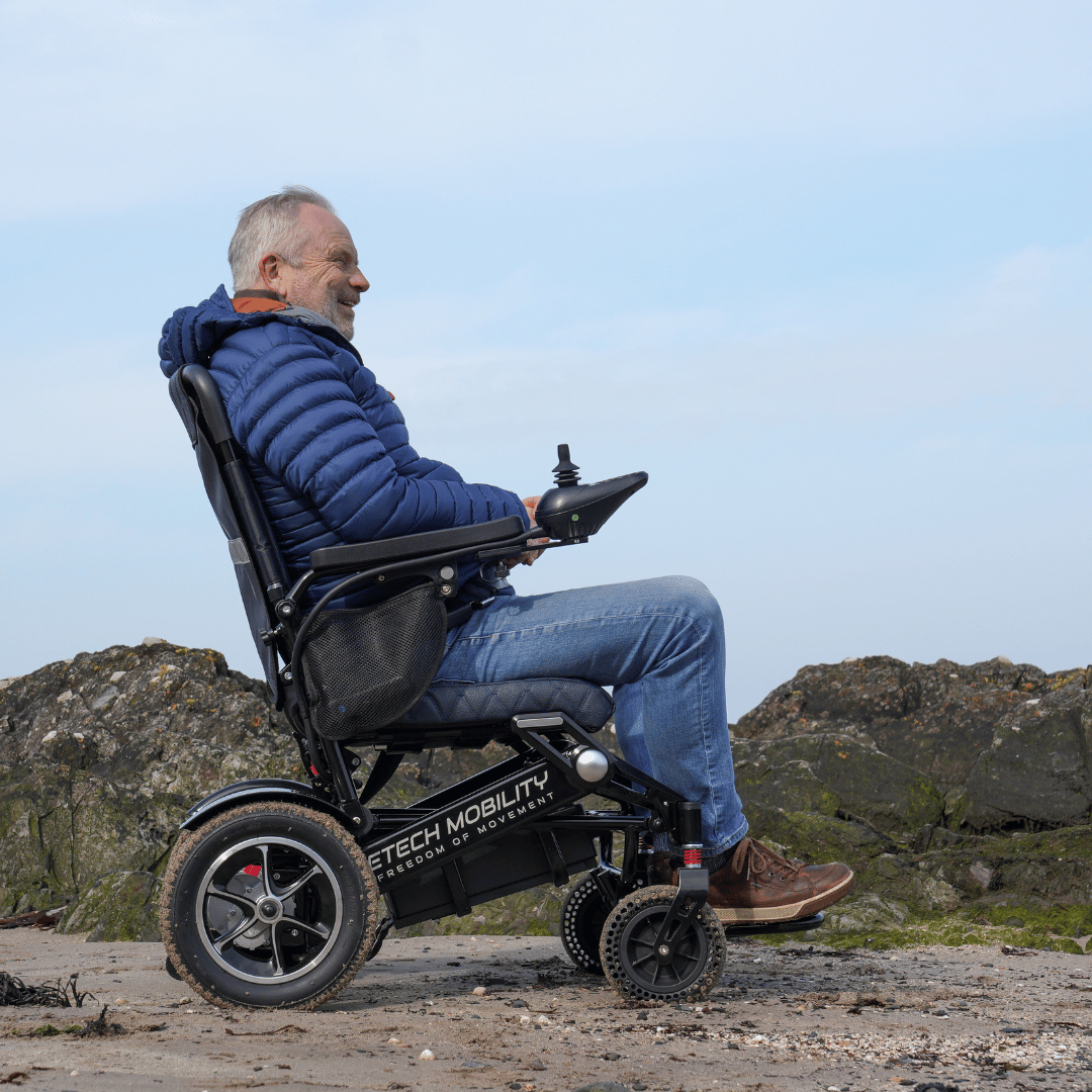 Wide Seat Reclinable Automatic Folding Powerchair Freedom Elite AFMR - Etech Mobility UK