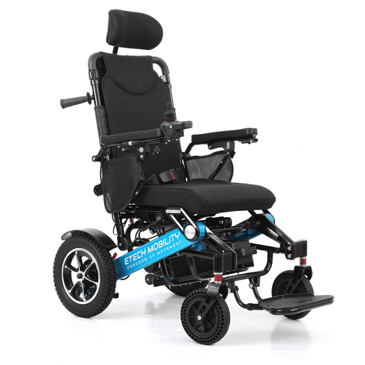 Wide Seat Reclinable Automatic Folding Powerchair Freedom Elite AFMR - Etech Mobility UK