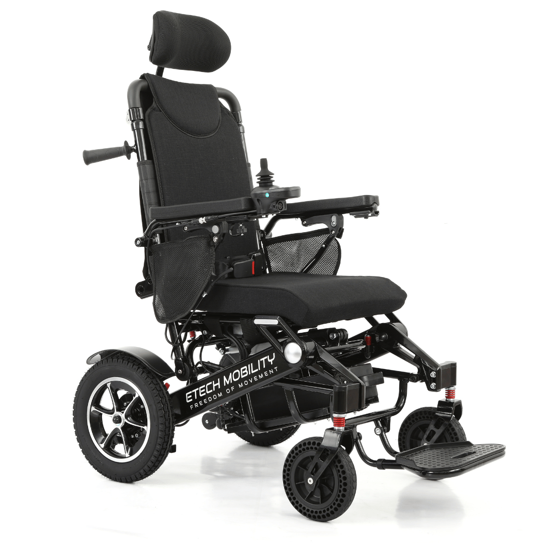 Wide Seat Reclinable Automatic Folding Powerchair Freedom Elite AFMR - Etech Mobility UK