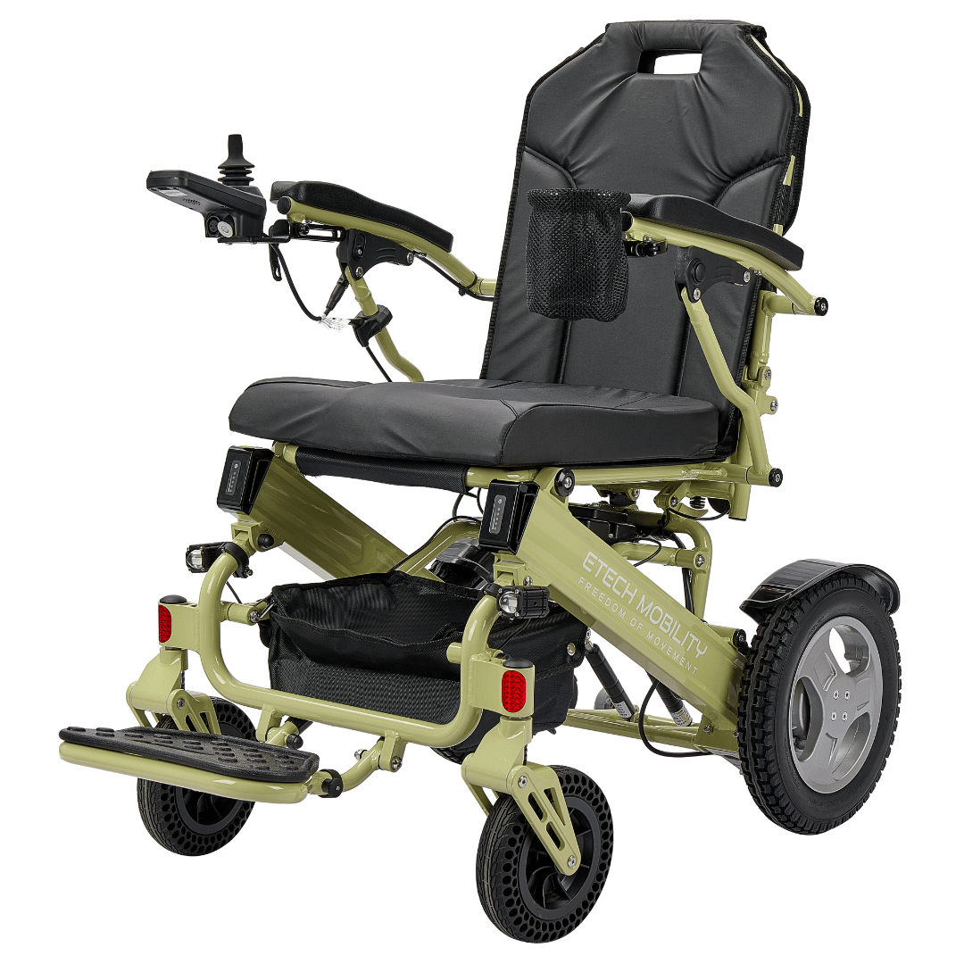 Y20 Luxe – Lightweight Folding Powerchair with Quick - Release Premium Brushless Motors & Reclining Back - Etech Mobility UK