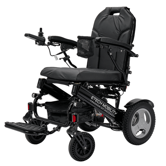 Y20 Luxe – Lightweight Folding Powerchair with Quick - Release Premium Brushless Motors & Reclining Back - Etech Mobility UK