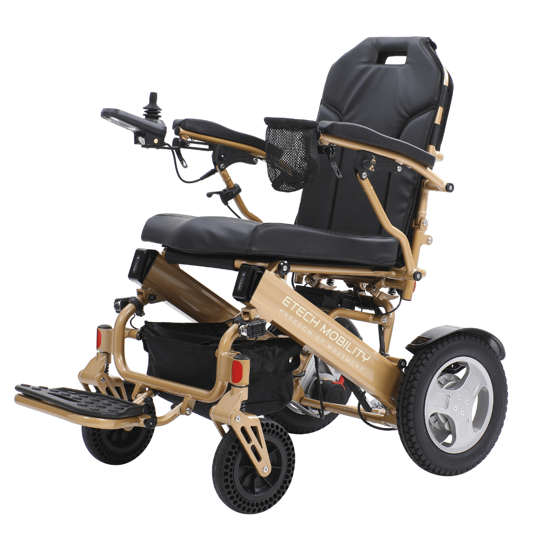 Y20 Luxe – Lightweight Folding Powerchair with Quick - Release Premium Brushless Motors & Reclining Seat - Etech Mobility UK