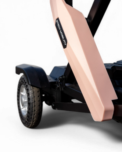 Automatic folding phantom mobility scooter designed by Etech Mobility with 7 inch honeycomb tyres 