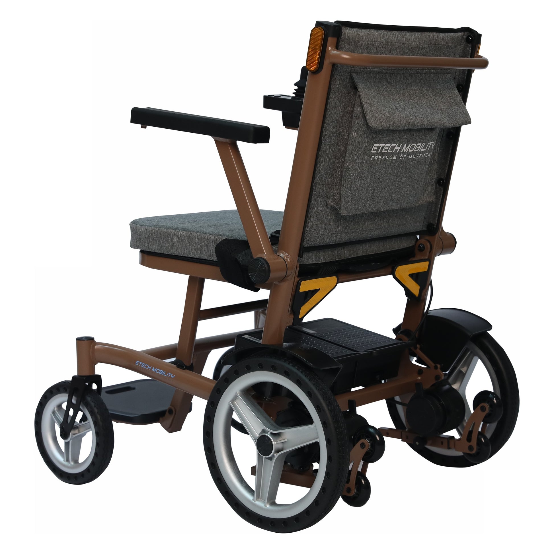 Etech Mobility Aeron electric wheelchair, front three-quarter view from the right