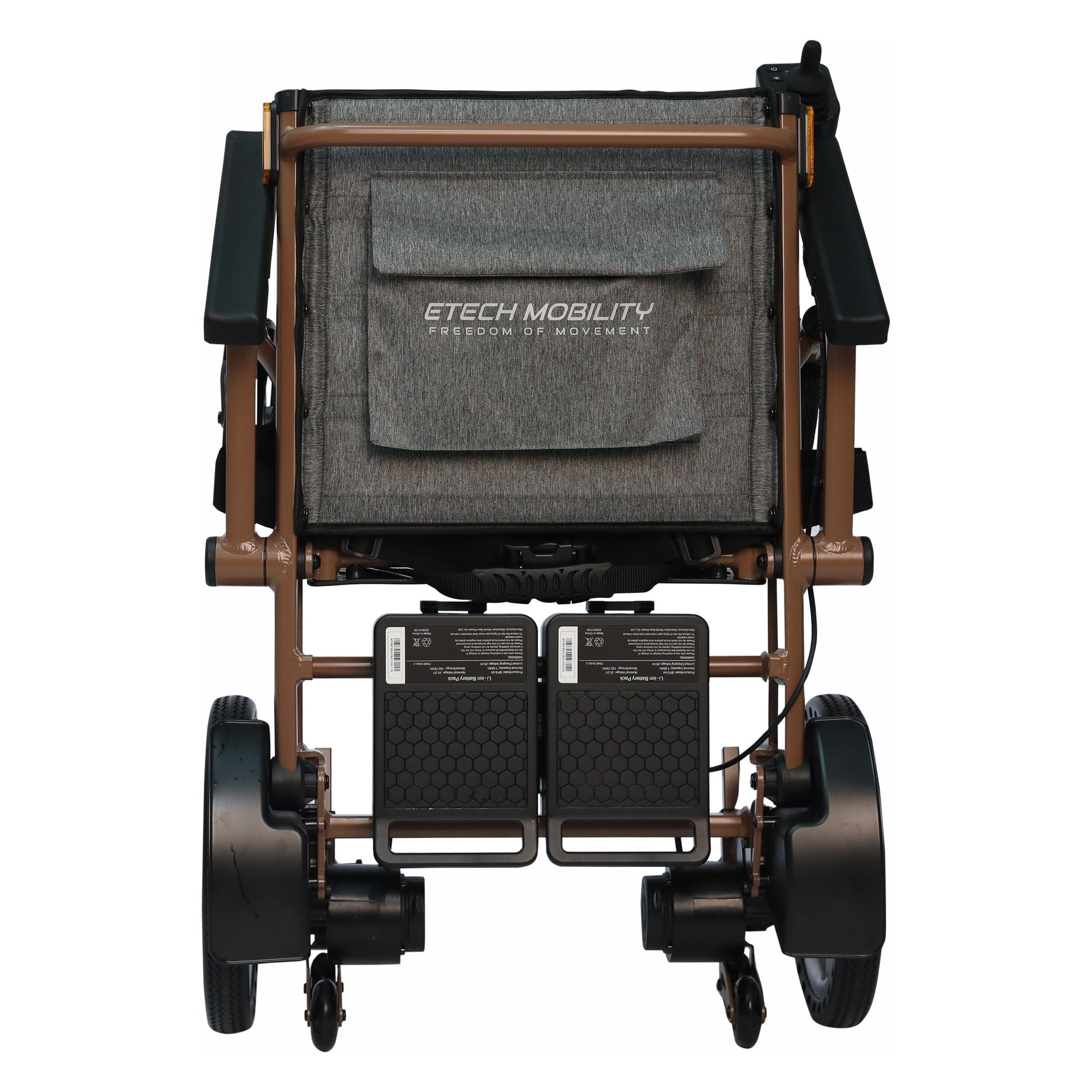 Etech Mobility Aeron electric wheelchair folded, front view