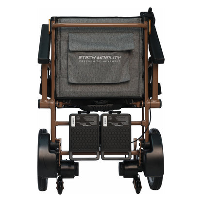 Etech Mobility Aeron electric wheelchair folded, front view