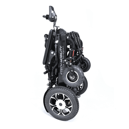 Converge 180 split motor lightweight folding electric wheelchair with sine wave brushless motors designed for easy portability by Etech Mobility