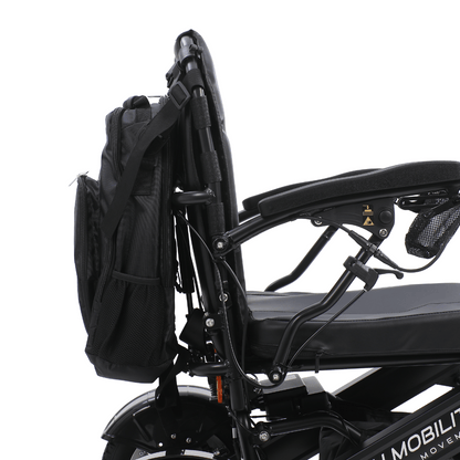 Electric wheelchair multiple storage bag backpack in black by Etech Mobility