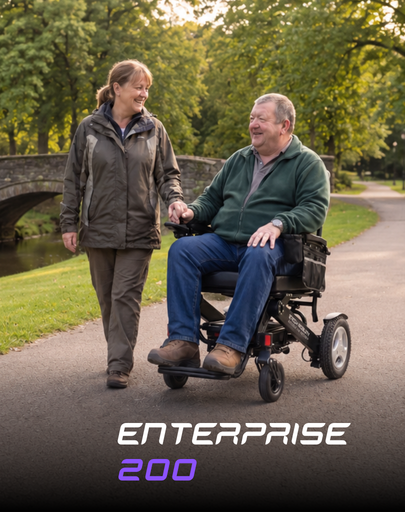 Heavy duty, muliti terrain, lightweight, foldable, electric wheelchair by Etech Mobility designed for bariatric users