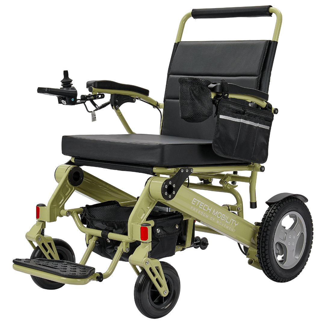 Enterprise 200 – Lightweight Folding Electric Wheelchair with Premium 350W Brushless Motors (200kg Load, 53cm Seat) - Etech Mobility UK