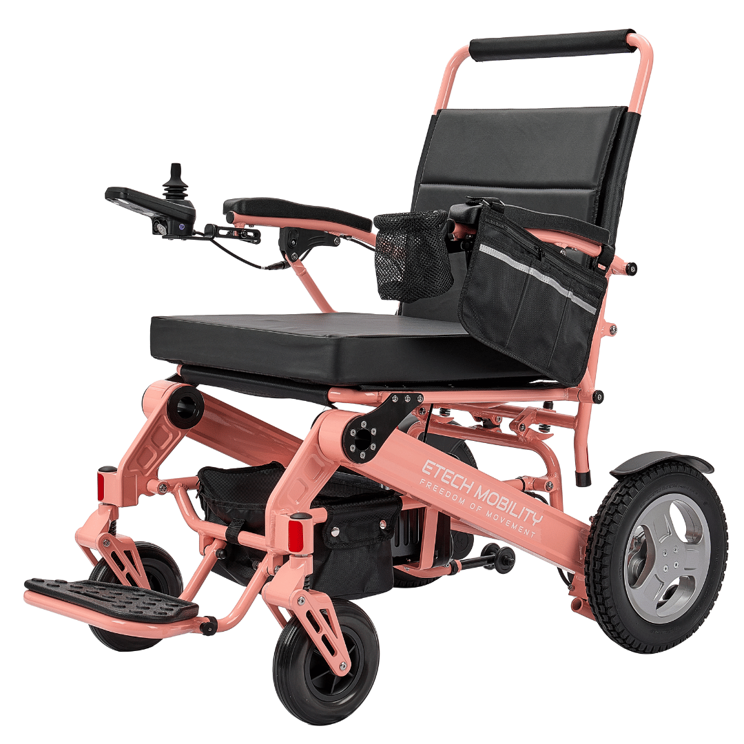 Enterprise 200 – Lightweight Folding Electric Wheelchair with Premium 350W Brushless Motors (200kg Load, 53cm Seat) - Etech Mobility UK