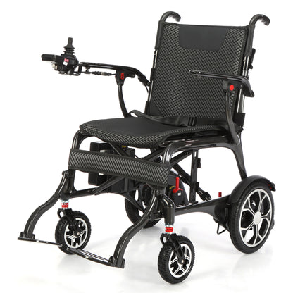 Etech Mobility Evora Carbon folding electric wheelchair, front three-quarter view