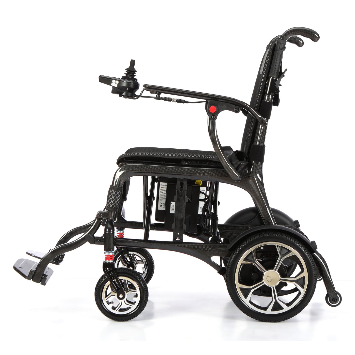 Etech Mobility Evora Carbon lightweight carbon fibre electric wheelchair, side profile