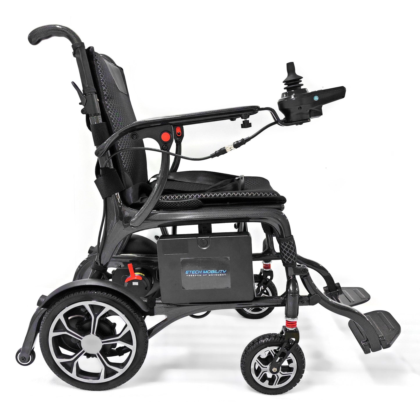 Etech Mobility Evora Carbon electric wheelchair with removable airline-friendly battery
