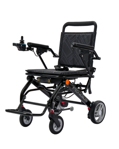 Ultra lightweight folding sleek and minimal folding Firefly electric wheelchair by Etech Mobility