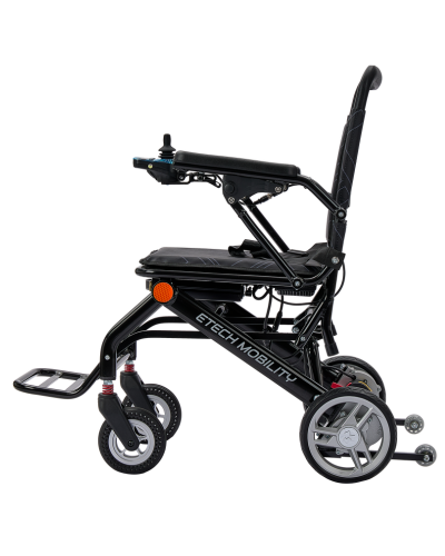 Ultra lightweight folding electric wheechair by Etech Mobility in black | Firefly