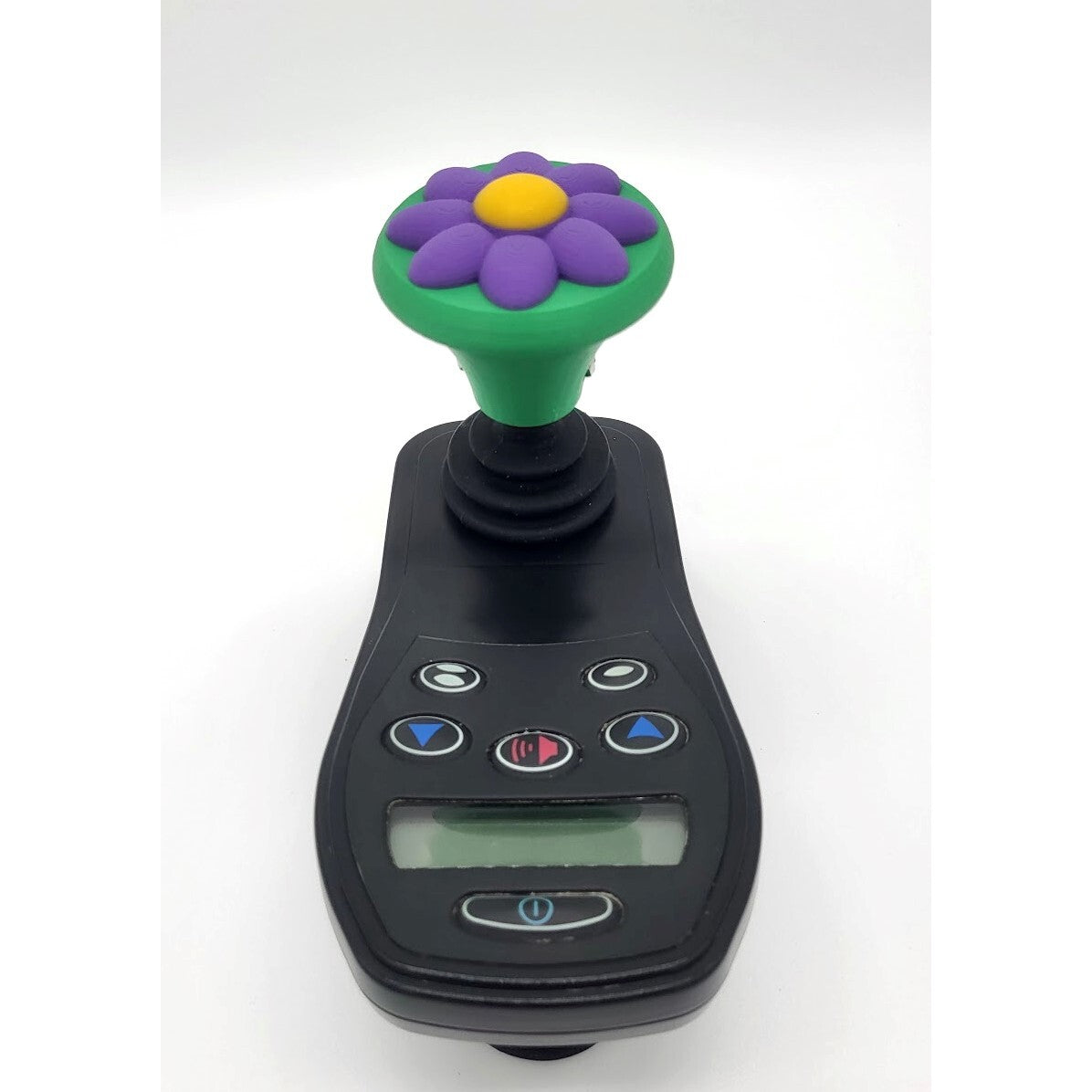 Flower joystick topper on an electric wheelchair controller