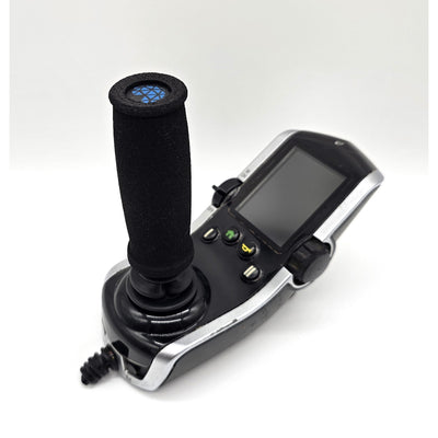 Soft foam ergonomic joystick handle on an electric wheelchair controller