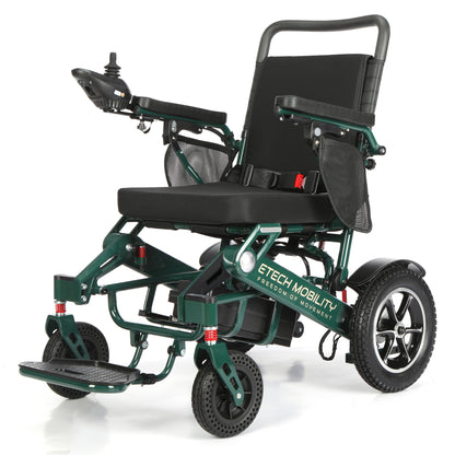 Racing Green Freedom Pro ST electric wheelchair, front three-quarter view
