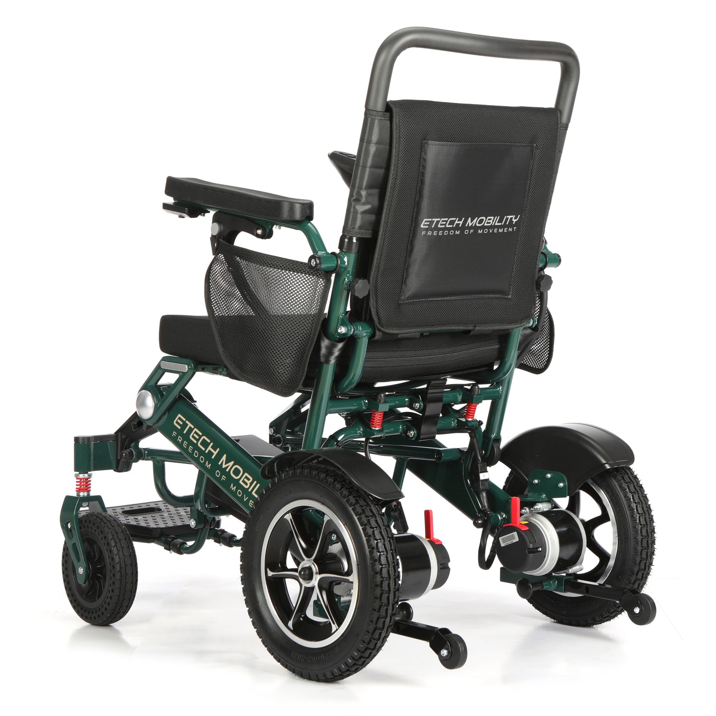 Racing Green Freedom Pro ST electric wheelchair, three-quarter view