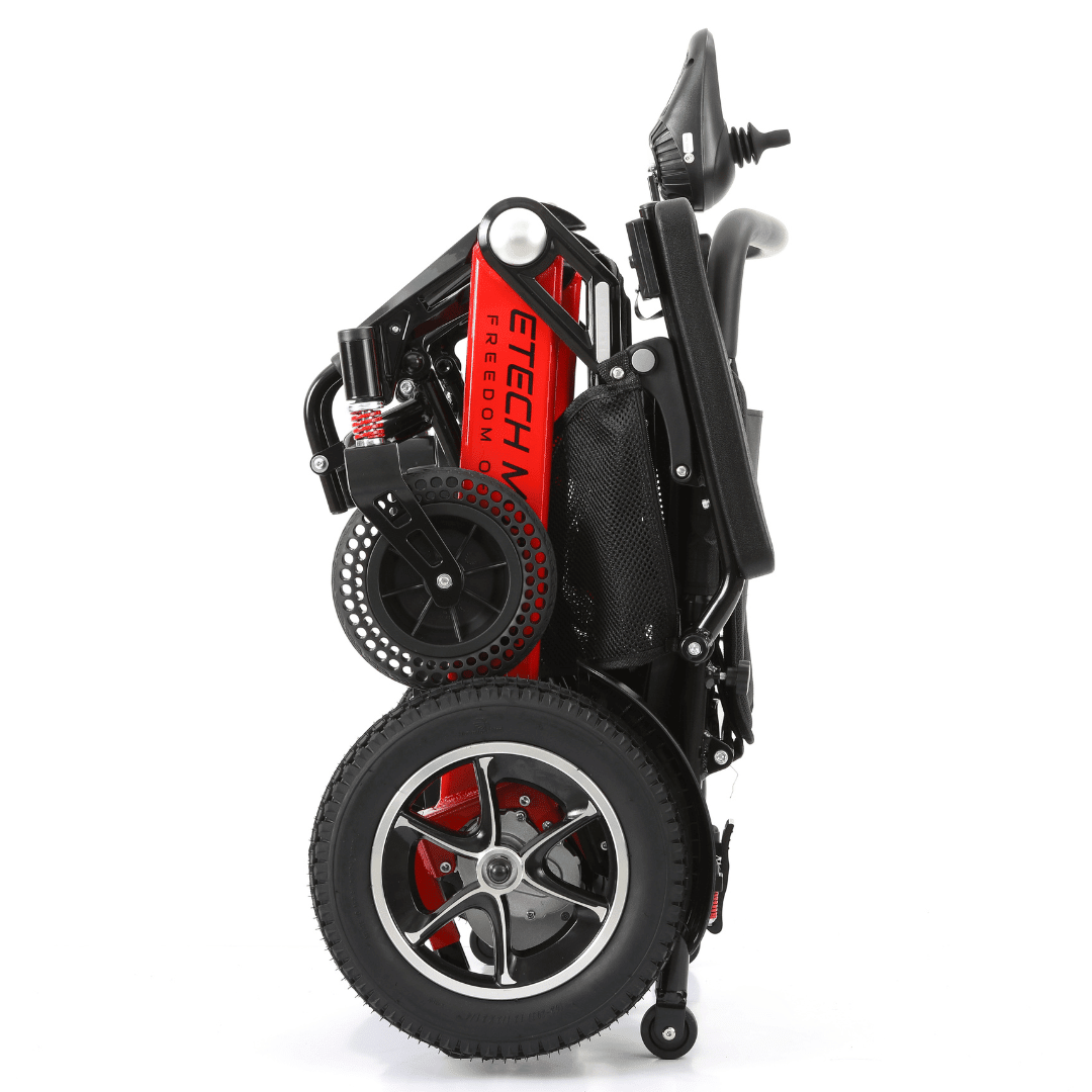 Grade A Refurbished Red Freedom Pro ST | Lightweight Folding Electric Wheelchair - Etech Mobility UK