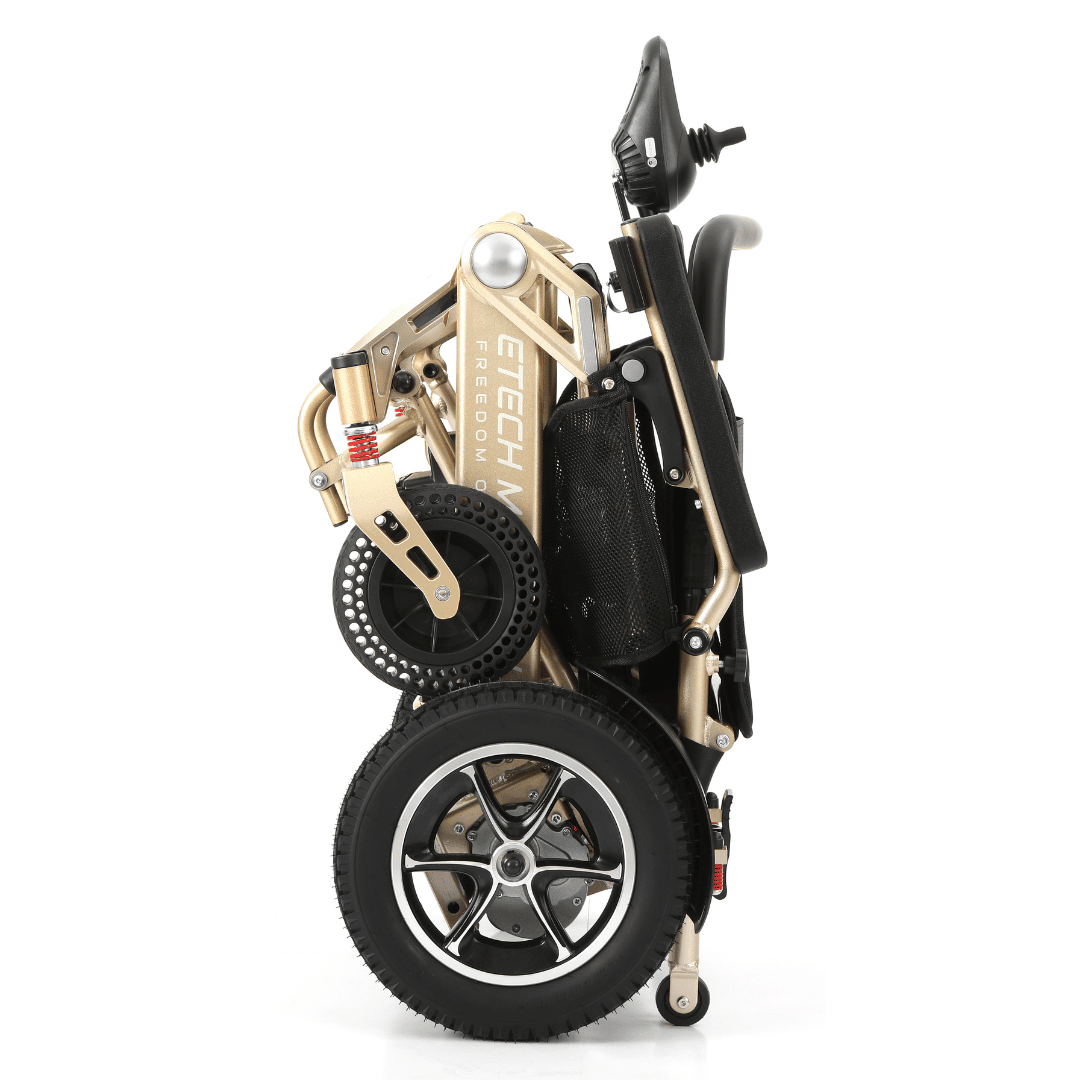 Grade B Refurbished Champagne Freedom Pro ST | Lightweight Folding Electric Wheelchair - Etech Mobility UK