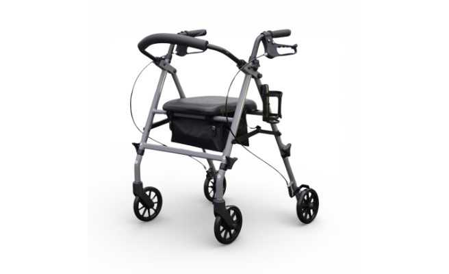 Easy to lift, lightweight, folding, travelling rollator by Etech Mobility