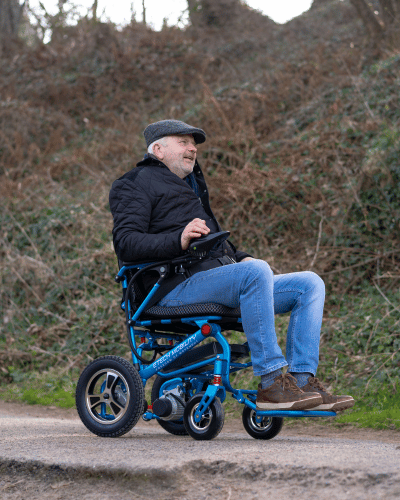 Ultra lightweight compact and portable, travel ready electric wheelchair with airline friendly batteries