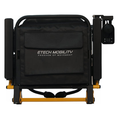 Etech Mobility MagNeo electric wheelchair folded, rear view
