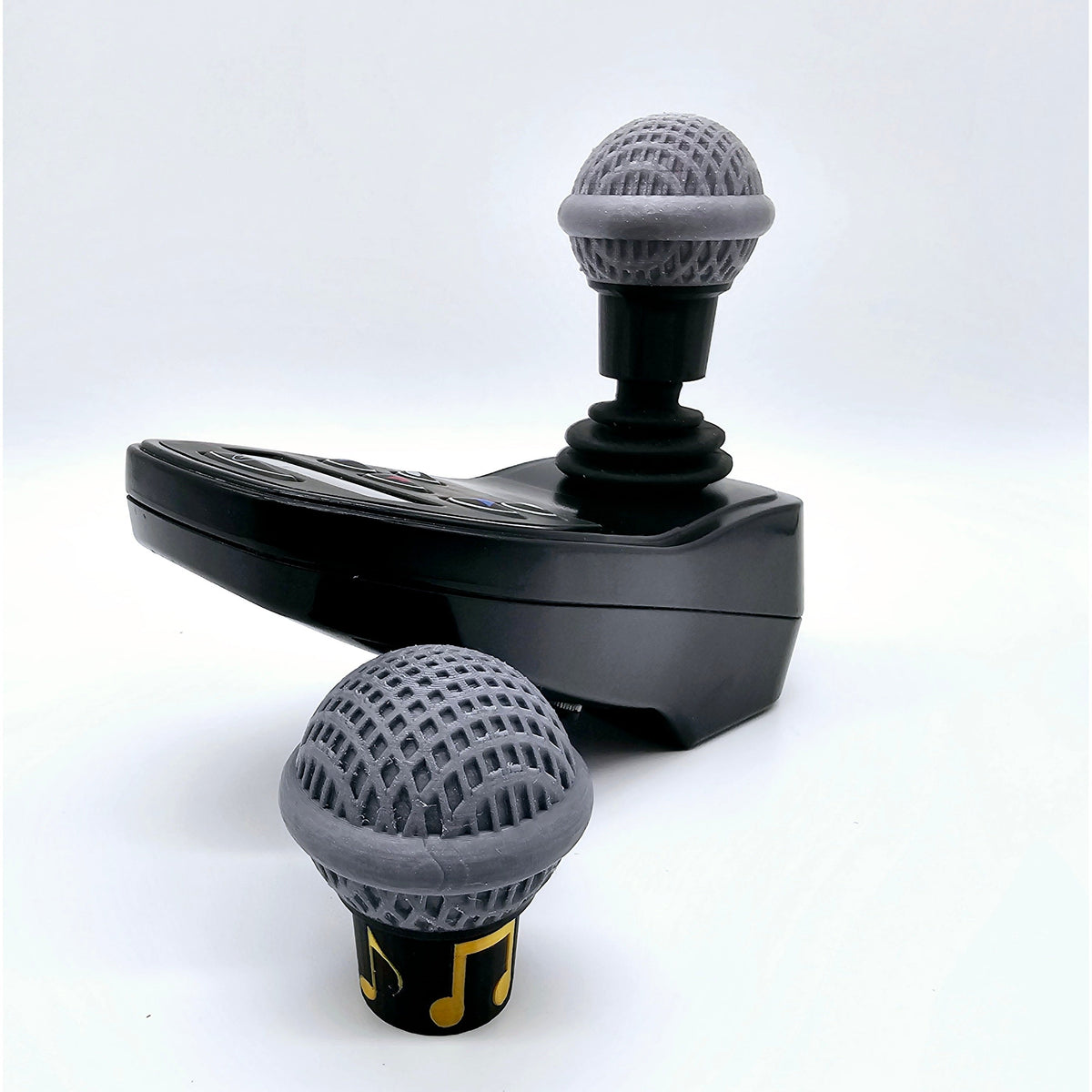 Microphone joystick topper on an electric wheelchair controller