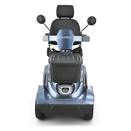Etech Mobility Sentinel mobility scooter, front view with lights and mirrors