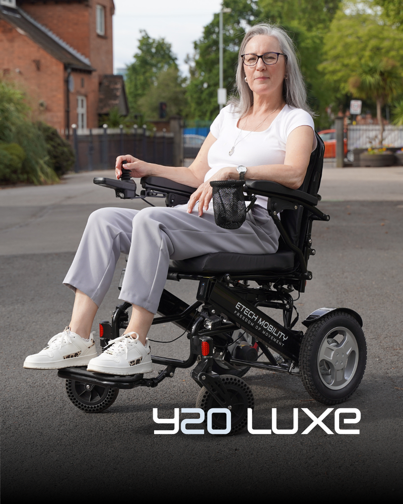 split motor Y20 Luxe electric wheelchair by etech mobility for easy handling